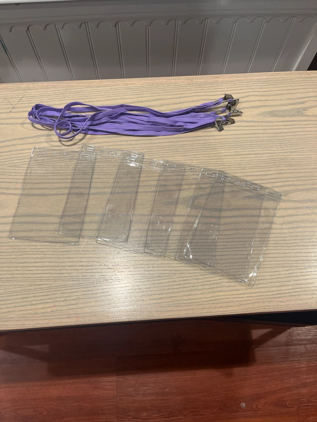 Set of 6 Purple Lanyards with Clear ID Holders