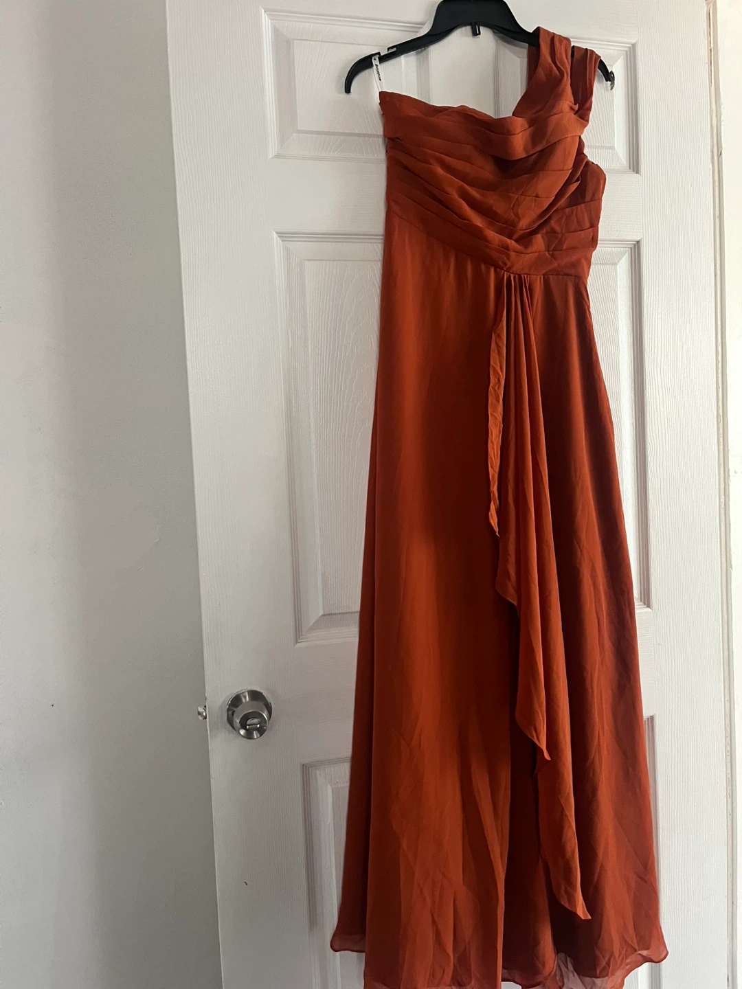 Rust-Colored One-Shoulder Dress