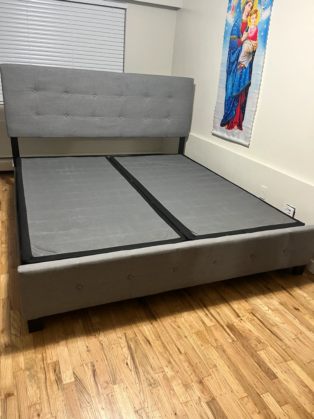 King The Brick Upholstered Bed Frame and Foundation