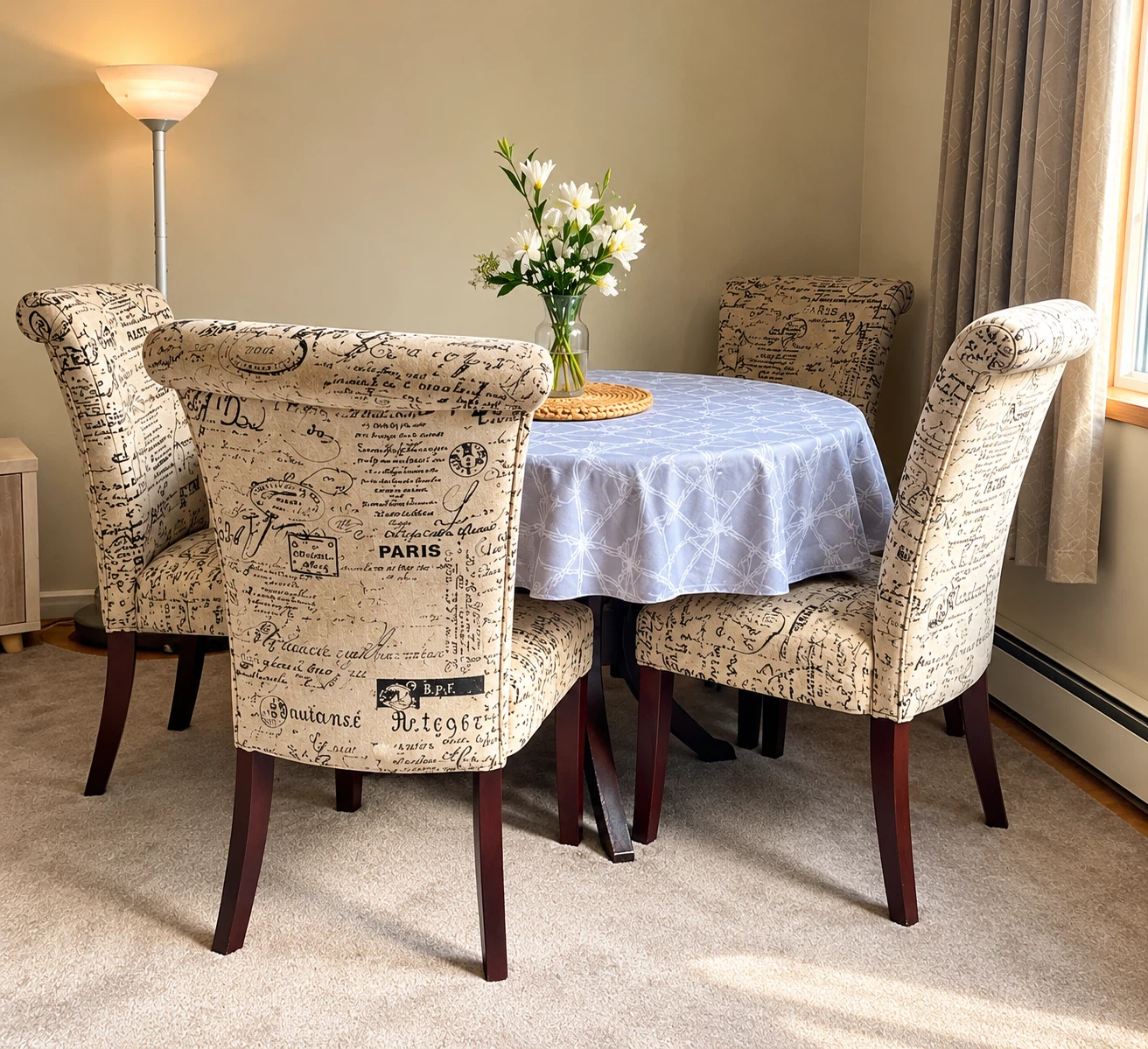 Set of 4 French Script Dining Chairs
