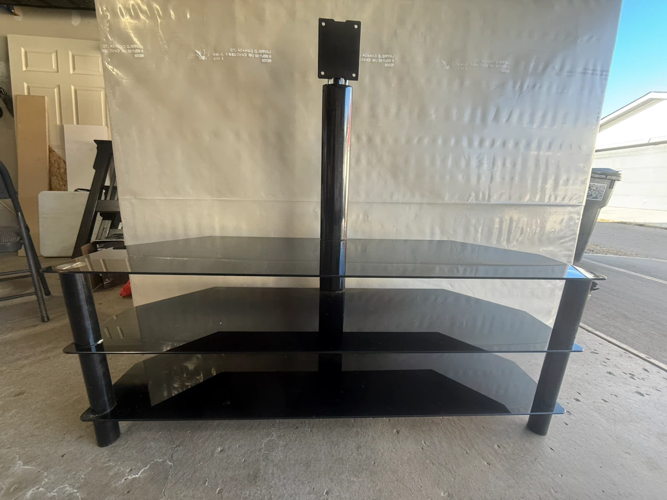 Black Glass TV Stand with Mount