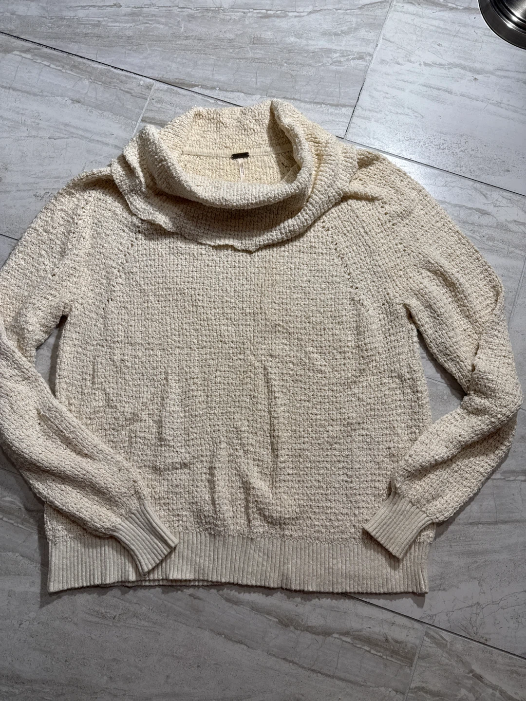 Free People Off-White Cowl Neck Sweater