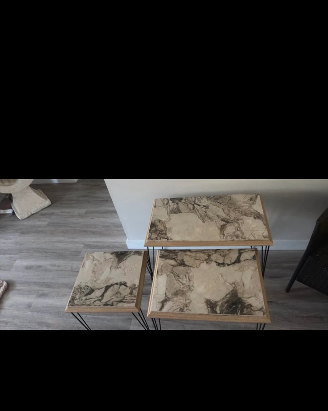 Set of Three Faux Marble Nesting Tables - photo 2