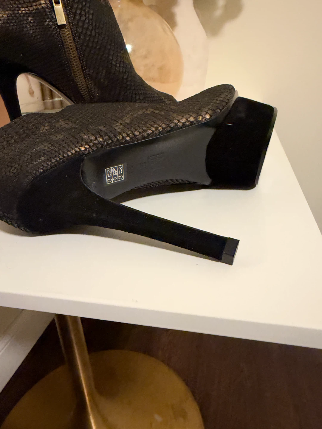 RM Black and Gold Snake Print Platform Ankle Boots - photo 3