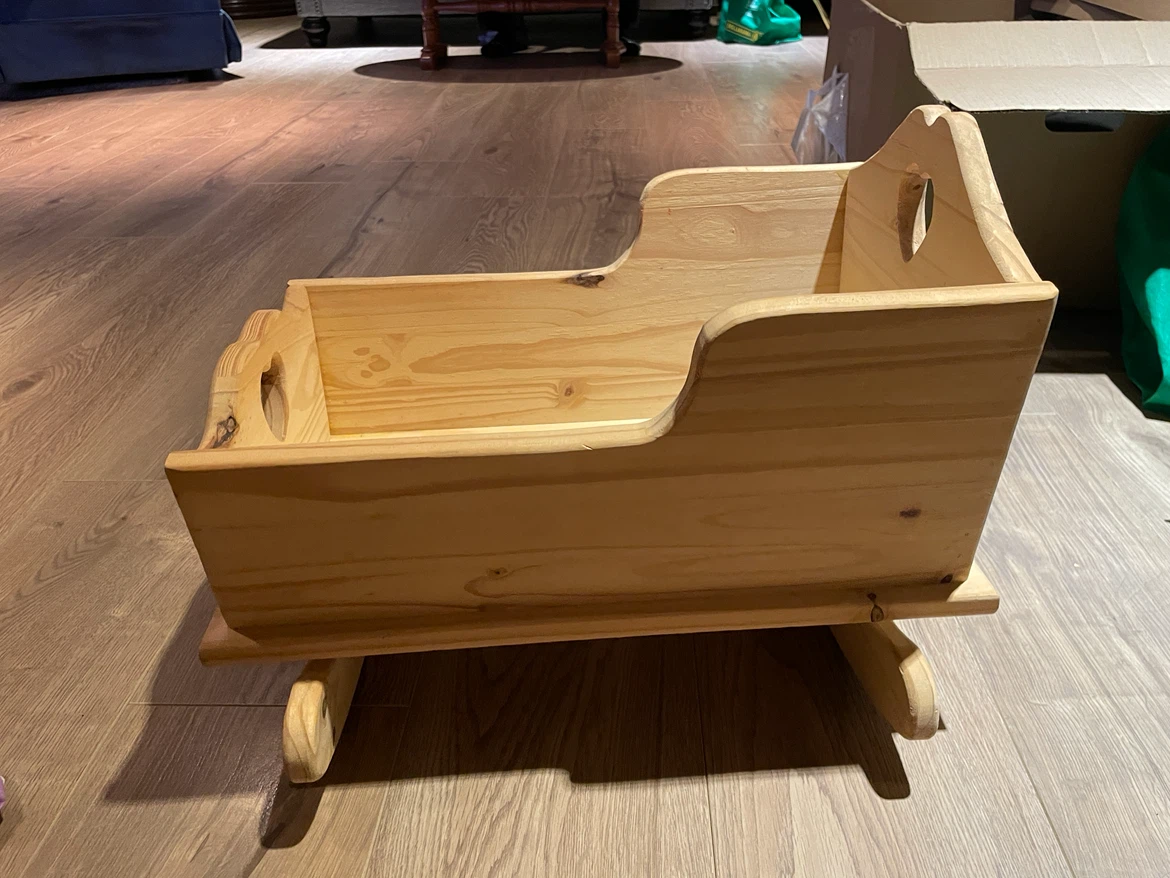 Wooden Doll Rocking Cradle with Bedding - photo 4