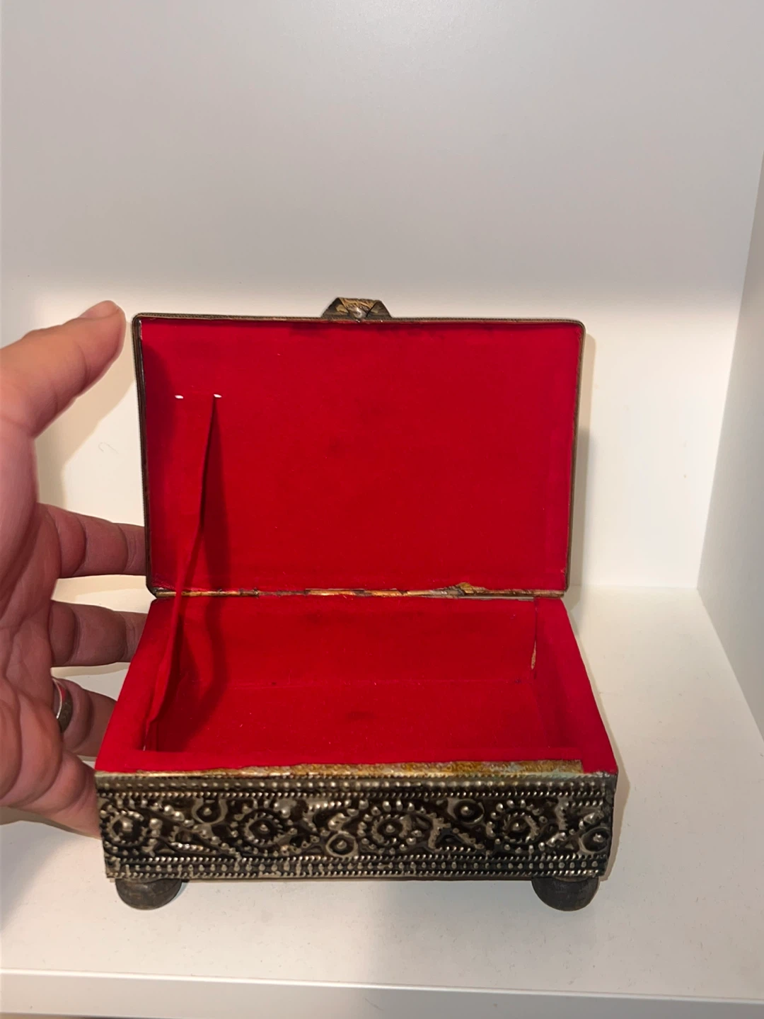 Vintage Ornate Metal Keepsake Box