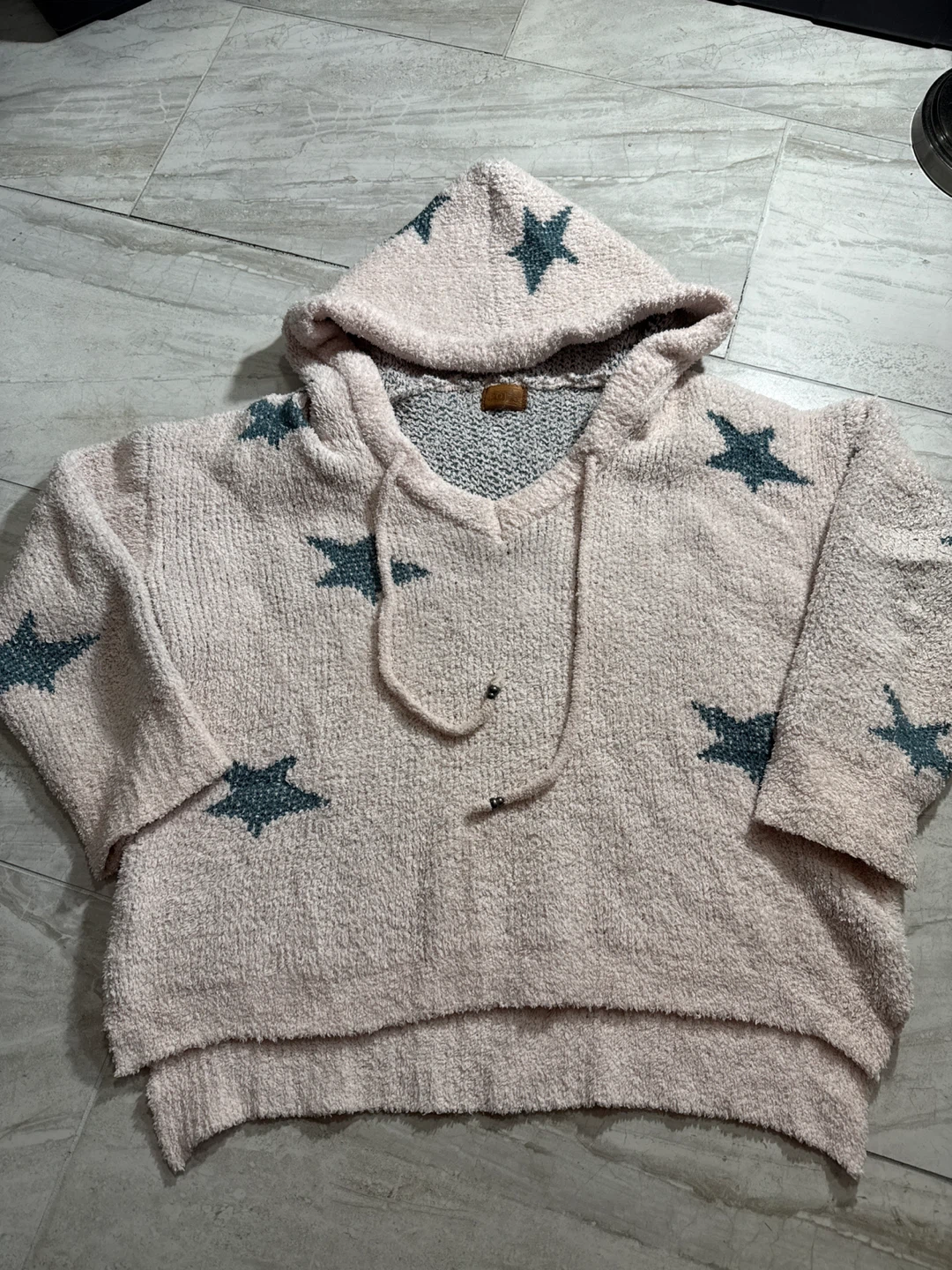 POL Star Pattern Fuzzy Hoodie