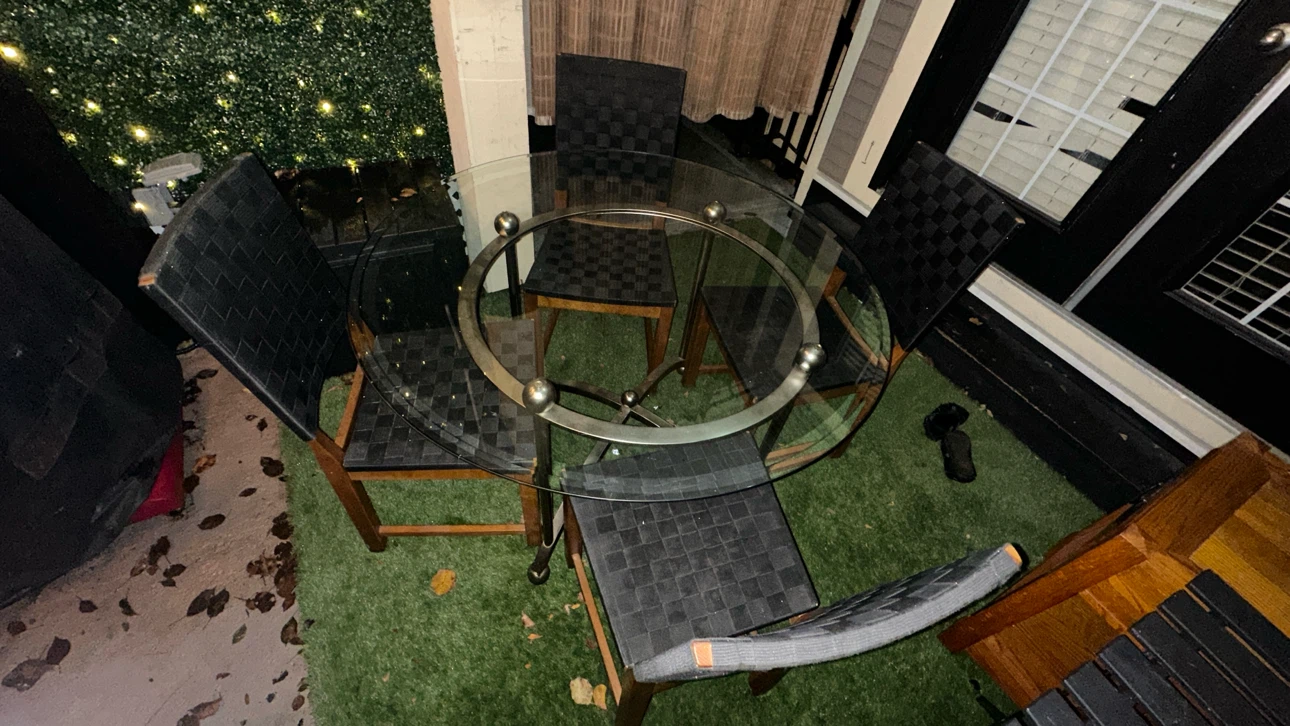 Glass Dining Table with 4 Woven Chairs