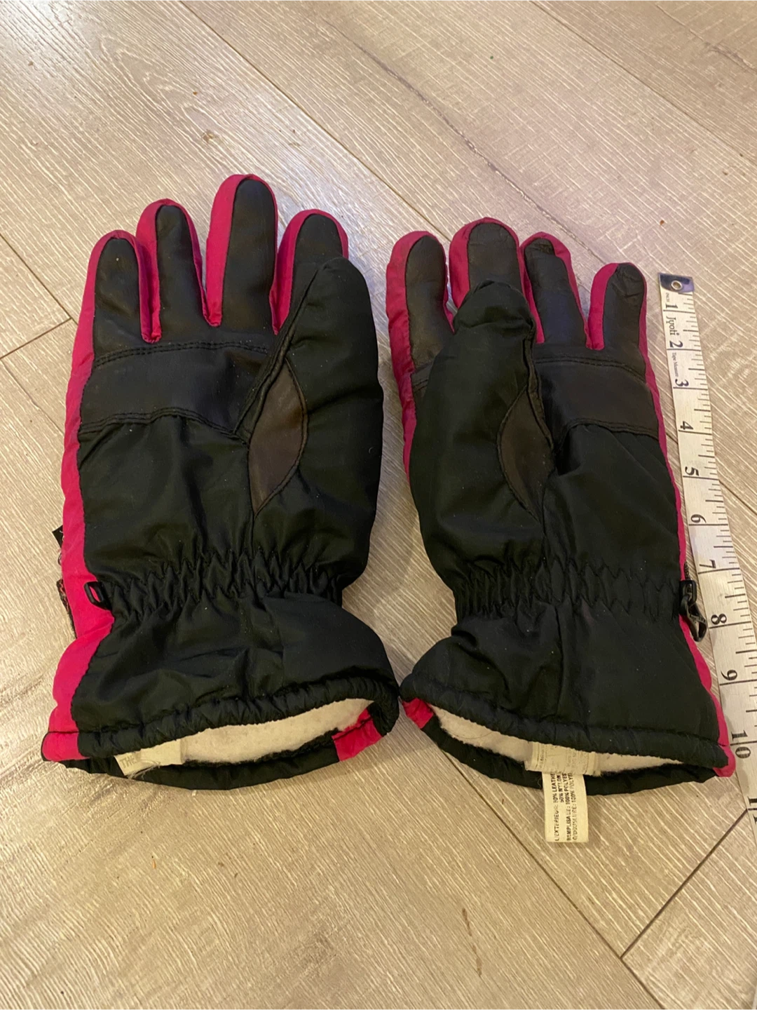 Black and Pink Insulated Winter Gloves