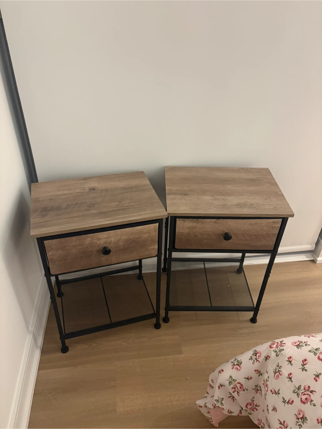 Set of Two Industrial Nightstands