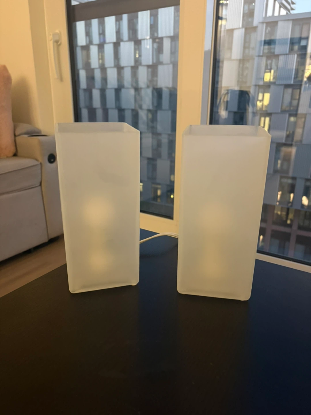Set of Two Frosted Glass Table Lamps