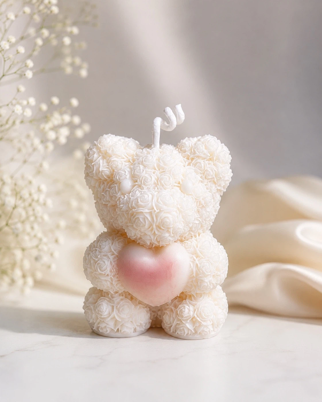 Rose Teddy Bear Candle