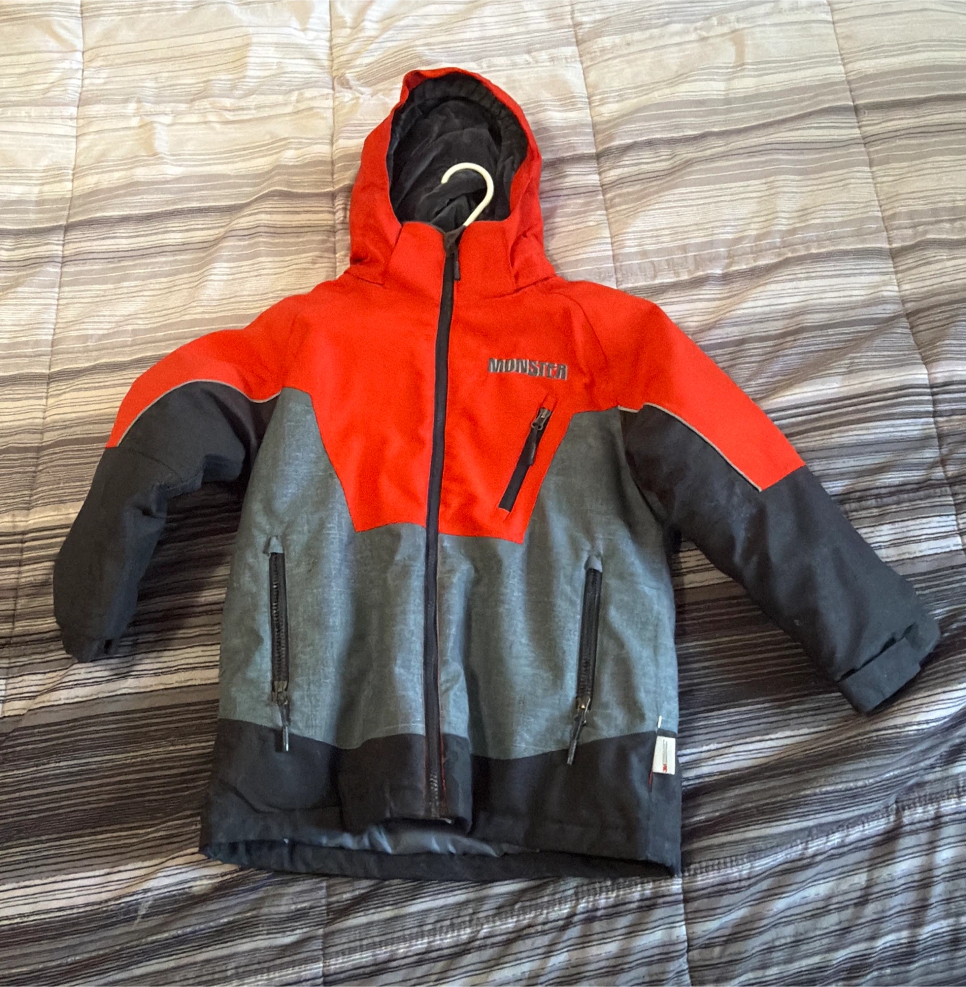 Monster Kids Winter/Snow Jacket – Size 8 – Red/Black