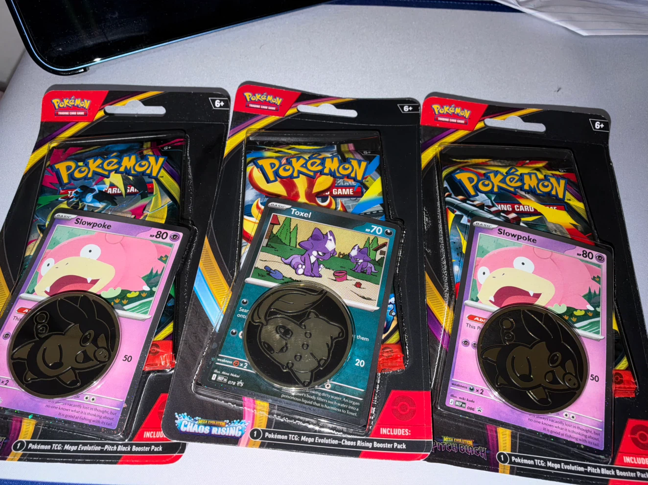 3 Pokemon TCG Booster Packs with Promo Cards and Coins