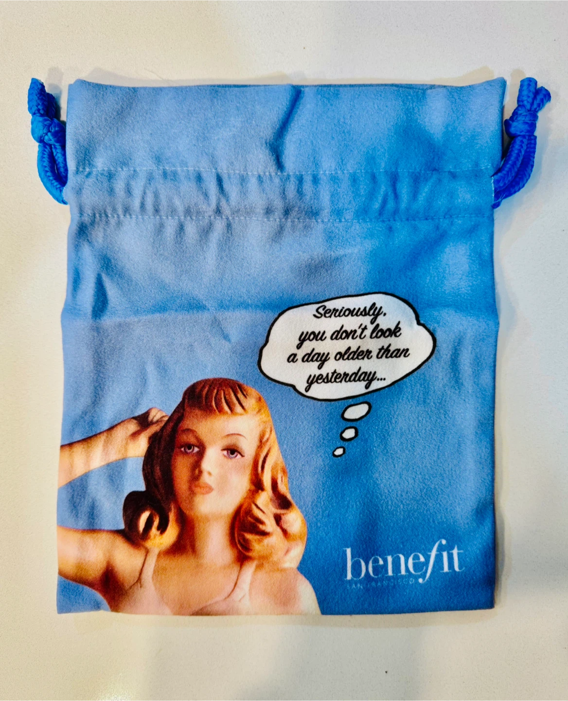 Benefit Retro Blue Color Cosmetics Drawstring Pouch_NWOT