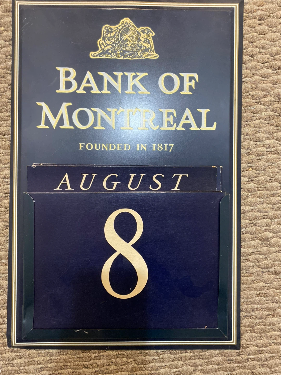 Vintage Bank of Montreal Perpetual Calendar Sign