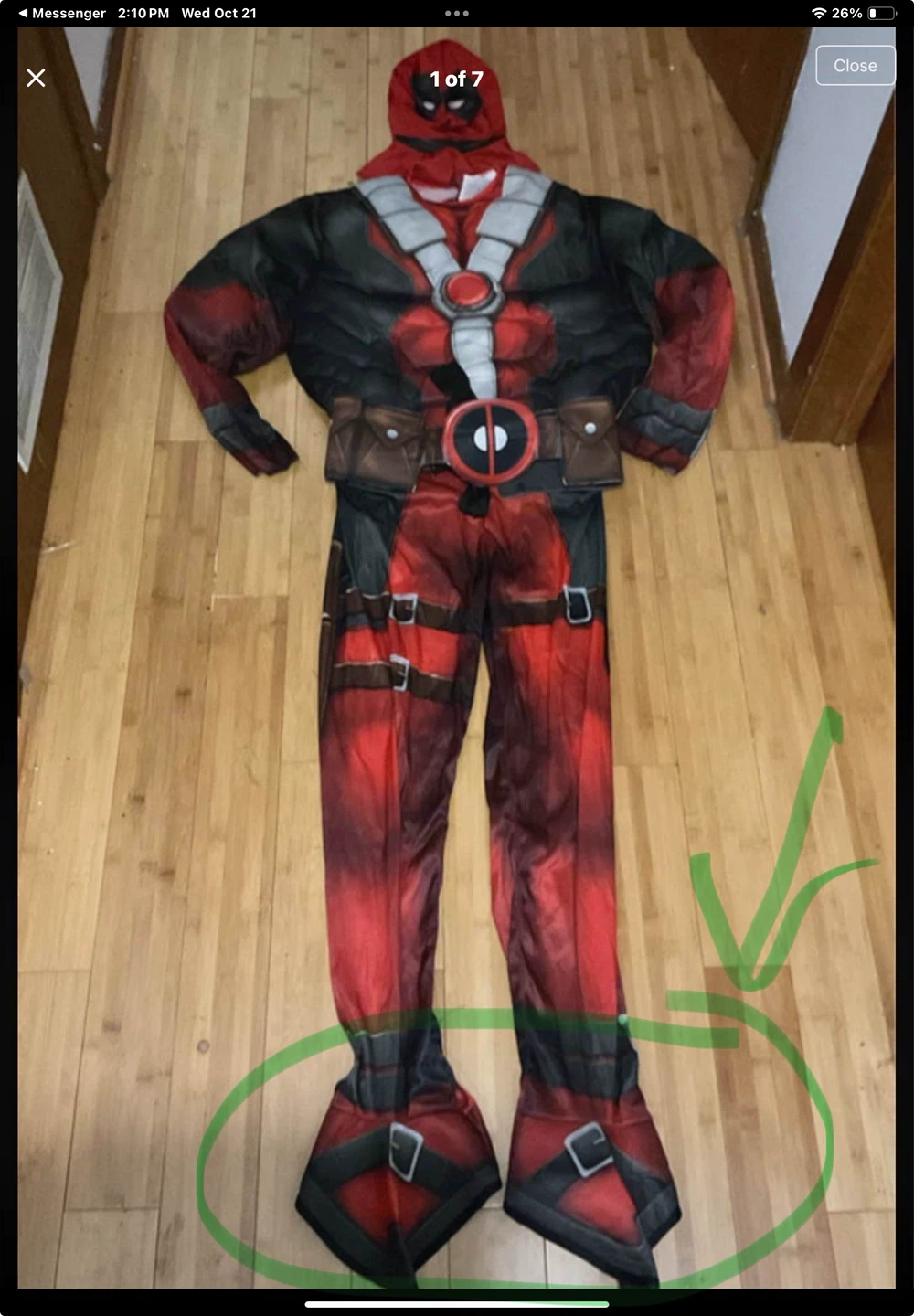 Deadpool adult standard size costume - photo 2
