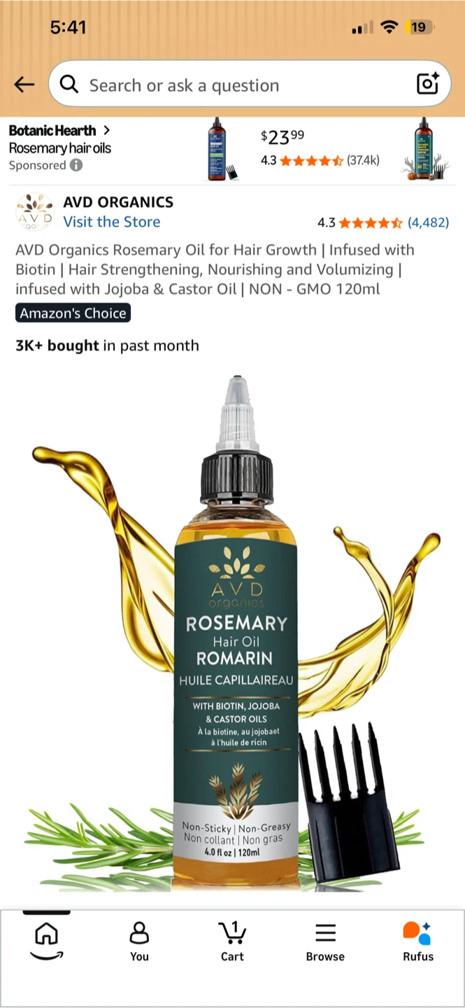 AVD Organics Rosemary Hair Oil 120ml