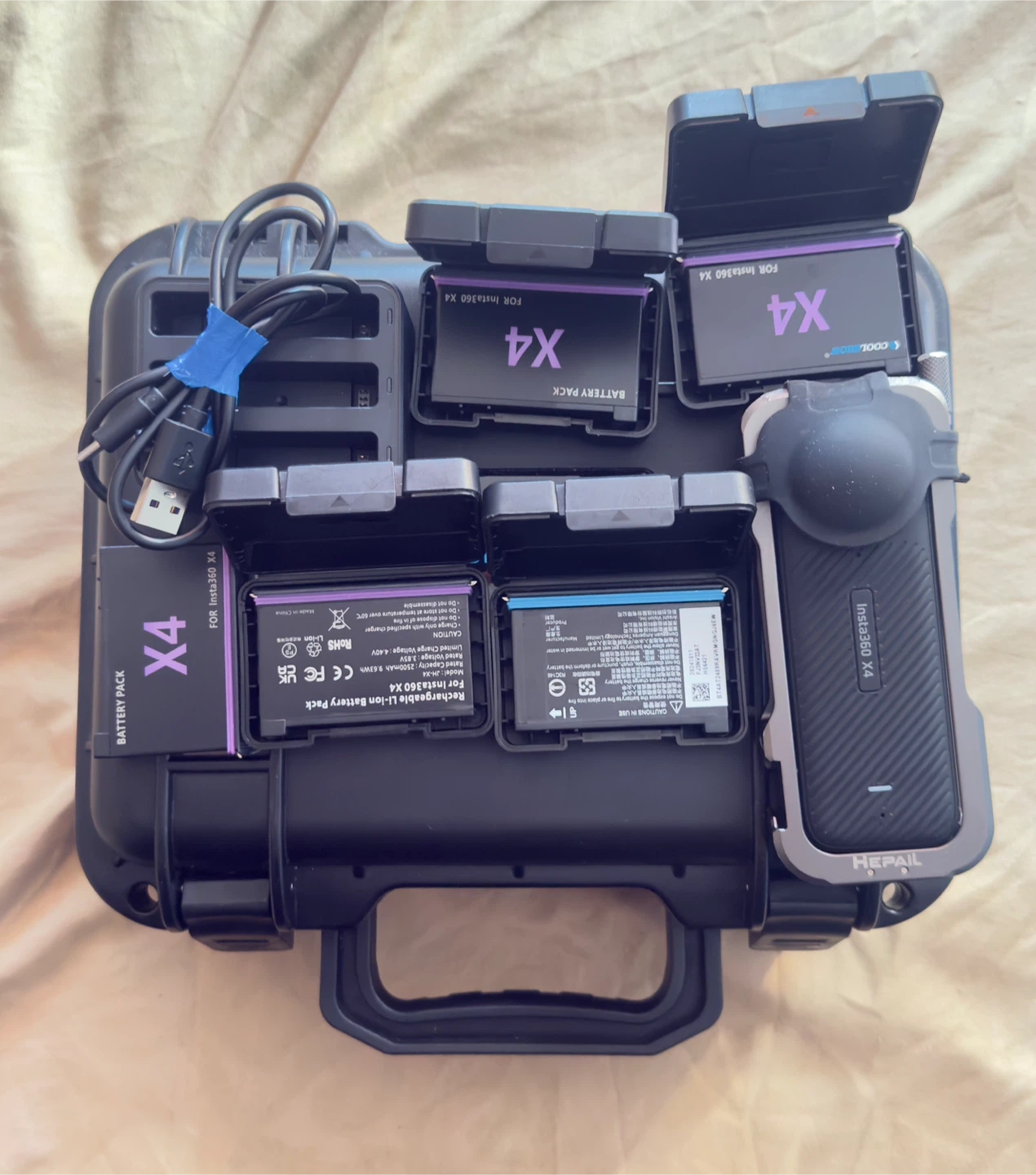 Insta360 X4 Camera Kit with Hepail Cage and 5 Batteries