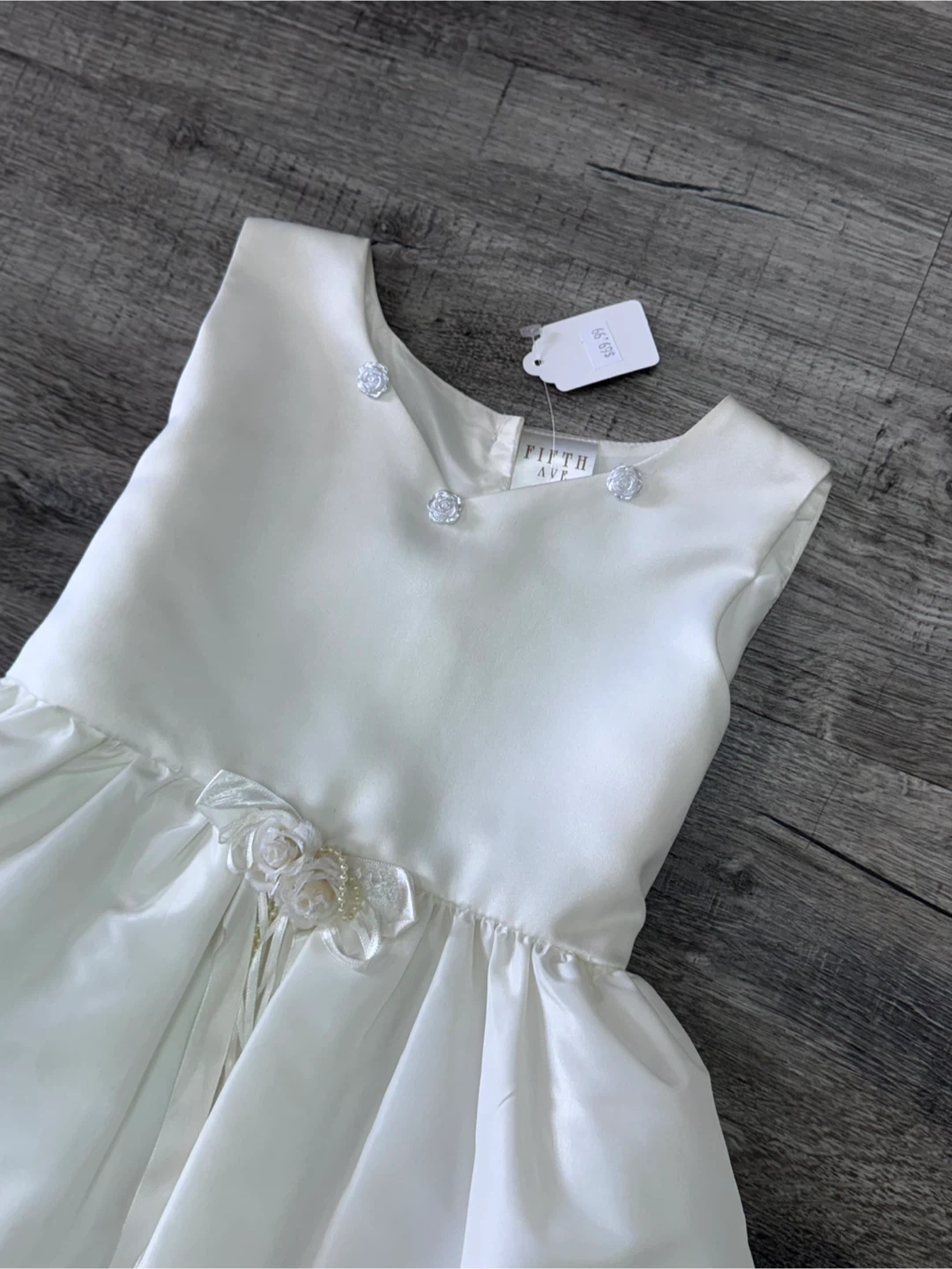 New Girls Satin Knee Length Ivory Dress (Size 6) - photo 3