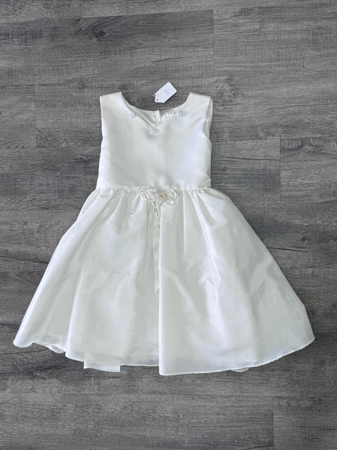 New Girls Satin Knee Length Ivory Dress (Size 6) - photo 5