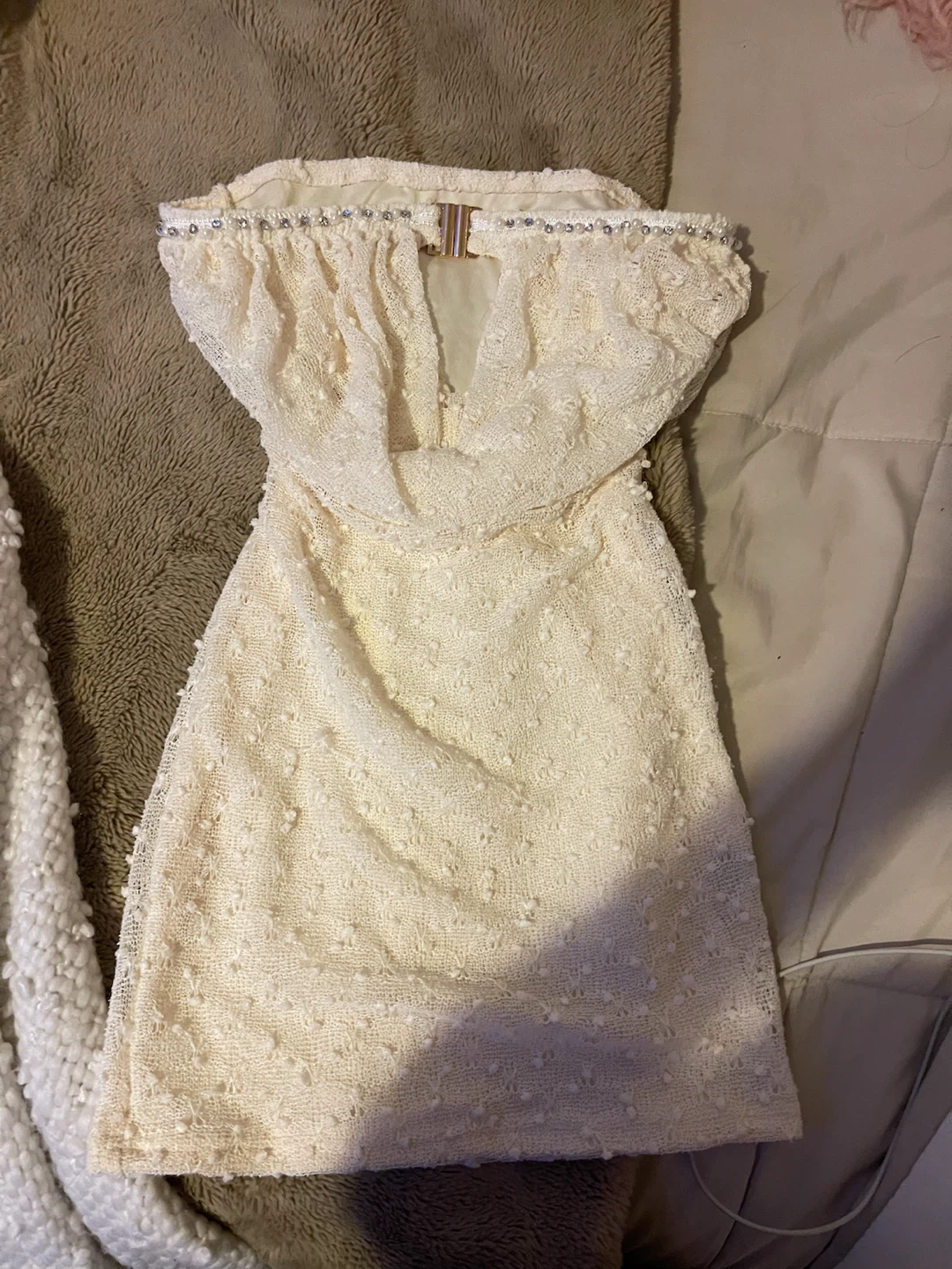 Cream Lace Mini Dress