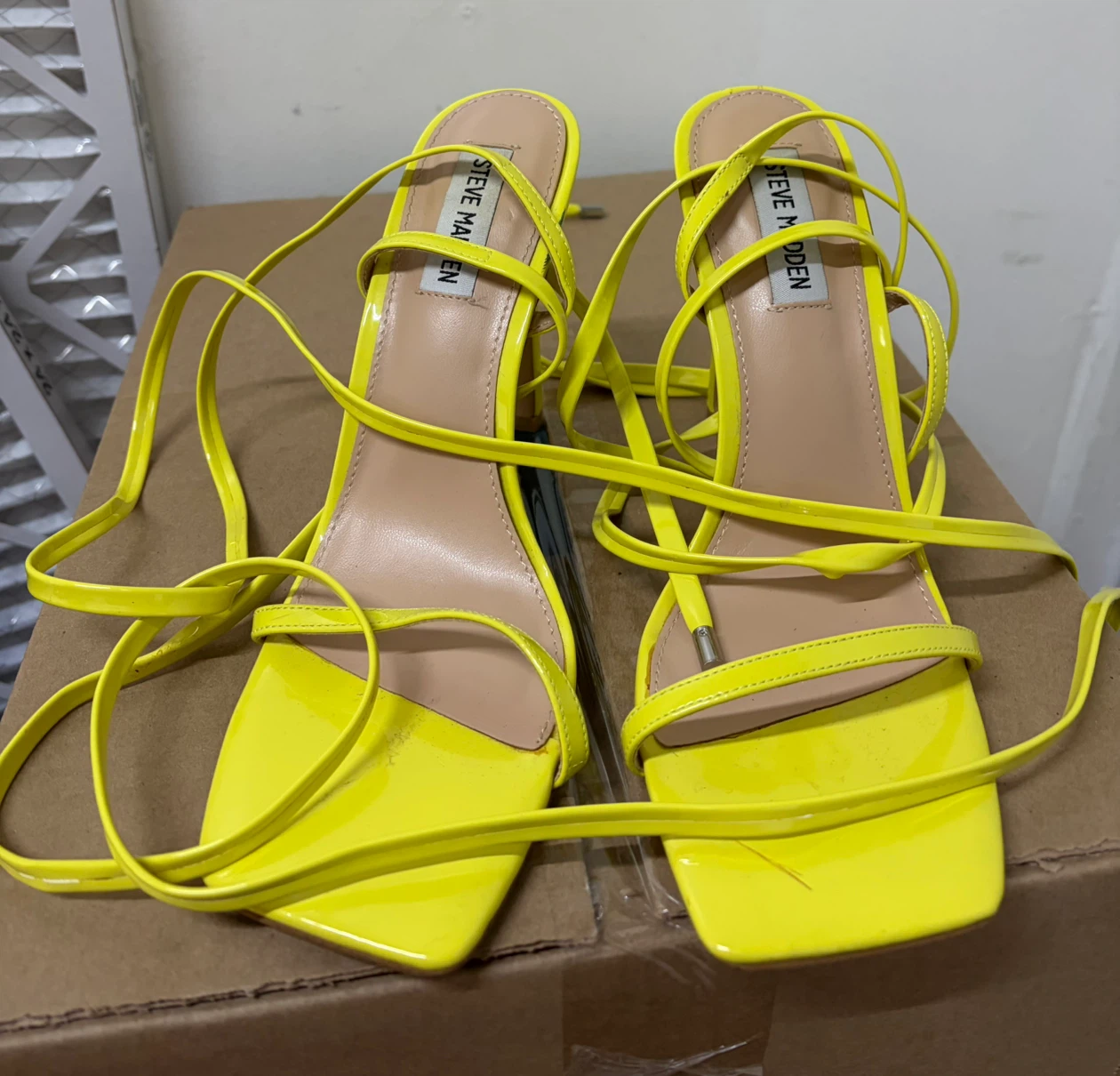Steve Madden Neon Yellow Lace-Up Heels