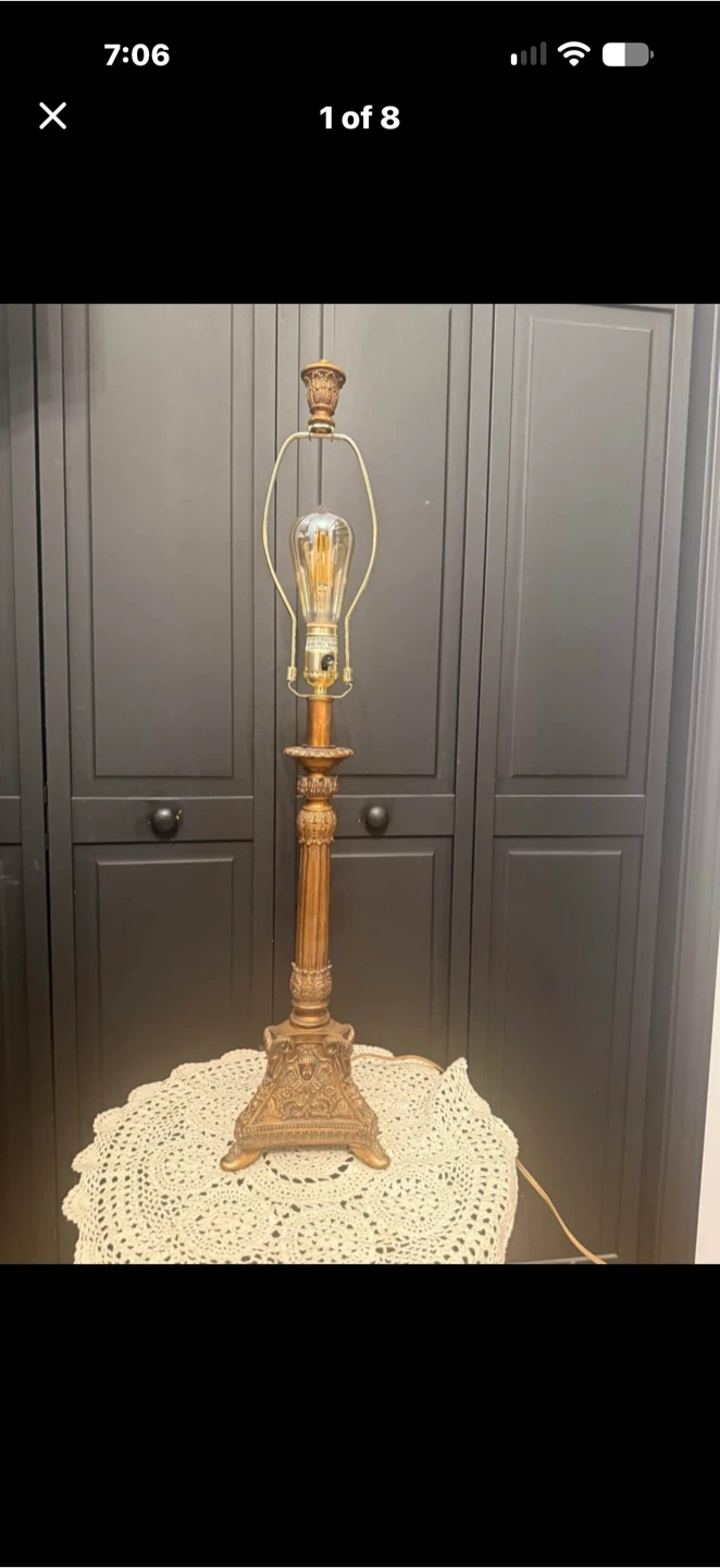 Vintage Style Faux Brass Column Table Lamp