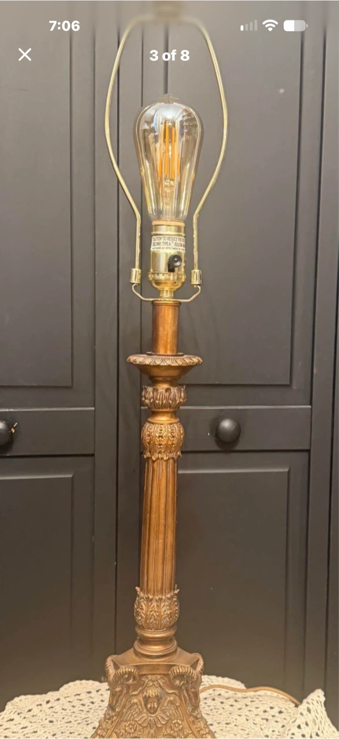 Vintage Style Faux Brass Column Table Lamp - photo 4