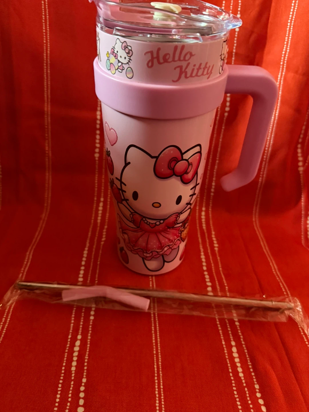 Hello Kitty Pink Travel Mug with Straw