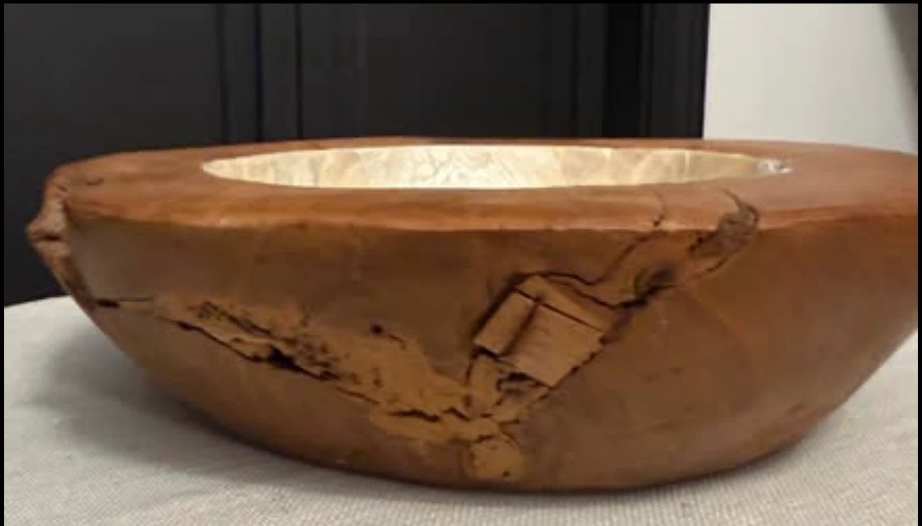 Teak Wood Bowl with Capiz Interior Modern Bowl