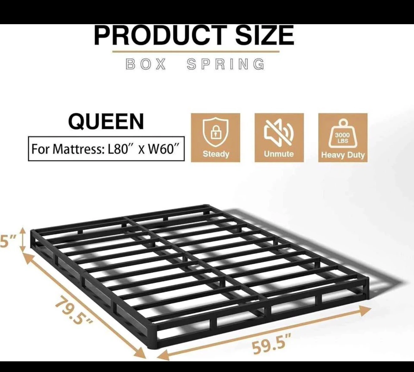 Queen Size Heavy Duty Metal Box Spring - photo 3