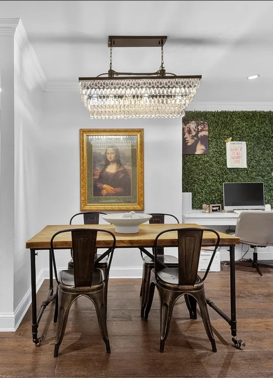 Industrial Style Wood and Metal Dining Table
