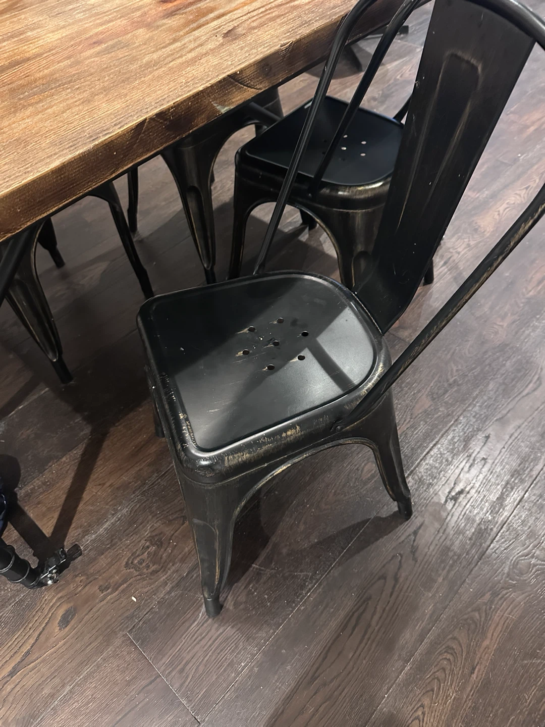 Industrial Style Wood and Metal Dining Table - photo 3
