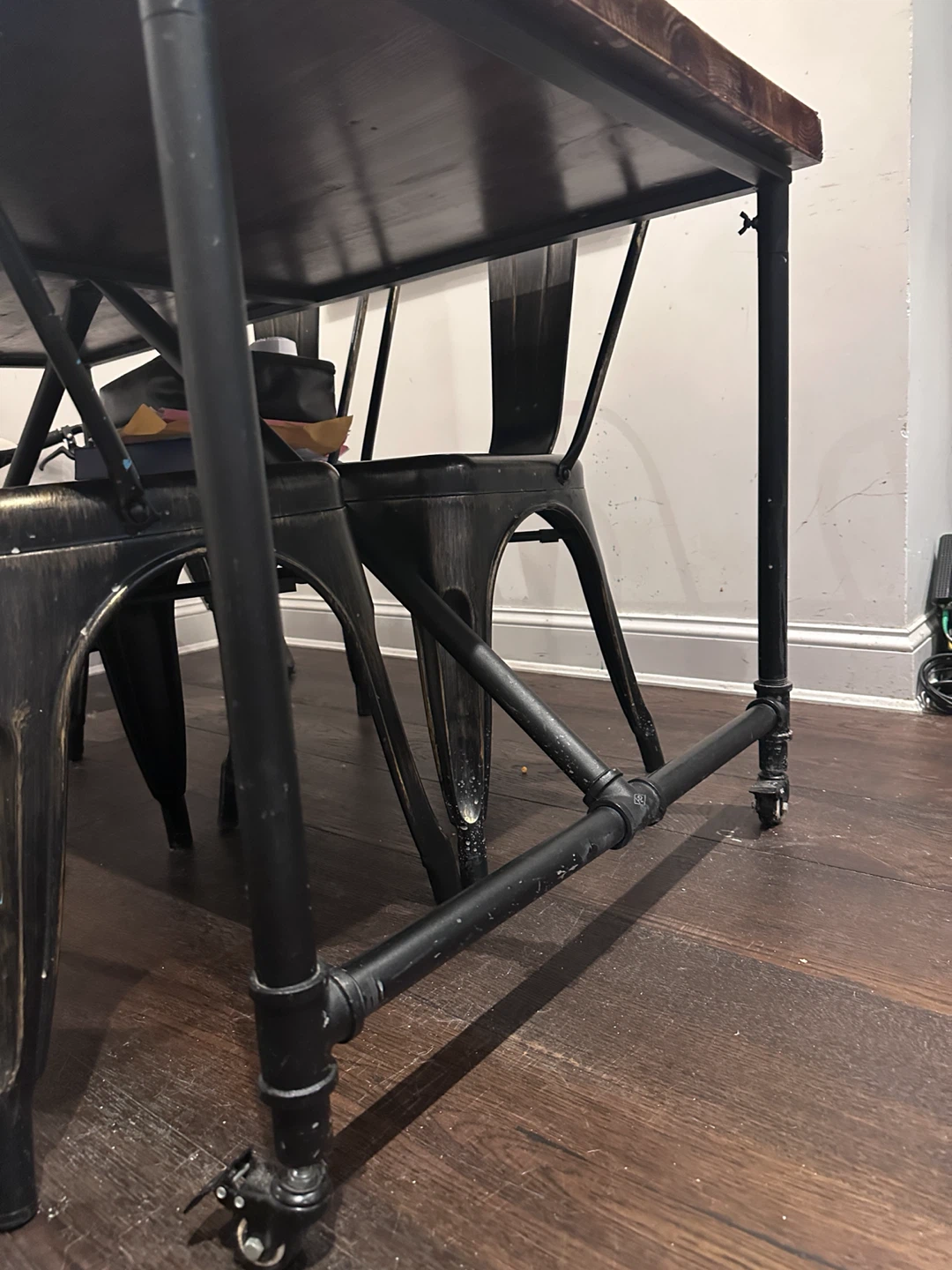 Industrial Style Wood and Metal Dining Table - photo 4