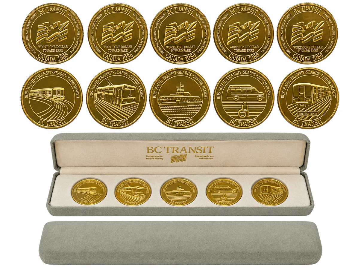 Vintage 1986 BC Transit Token Set