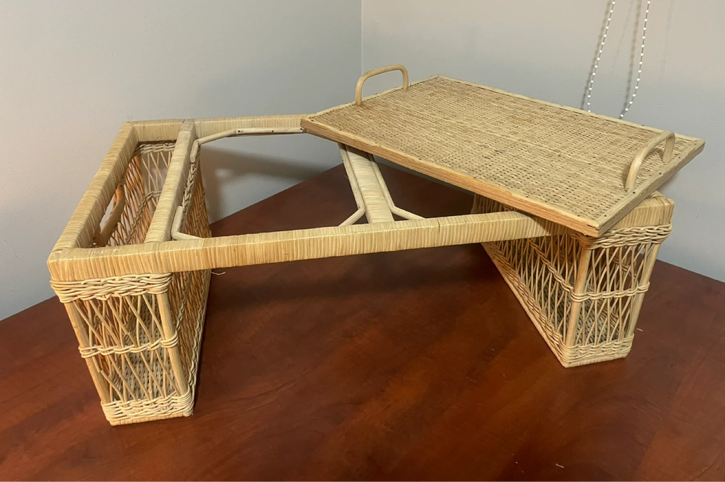 Vintage Wicker/Rattan Bed Serving Tray