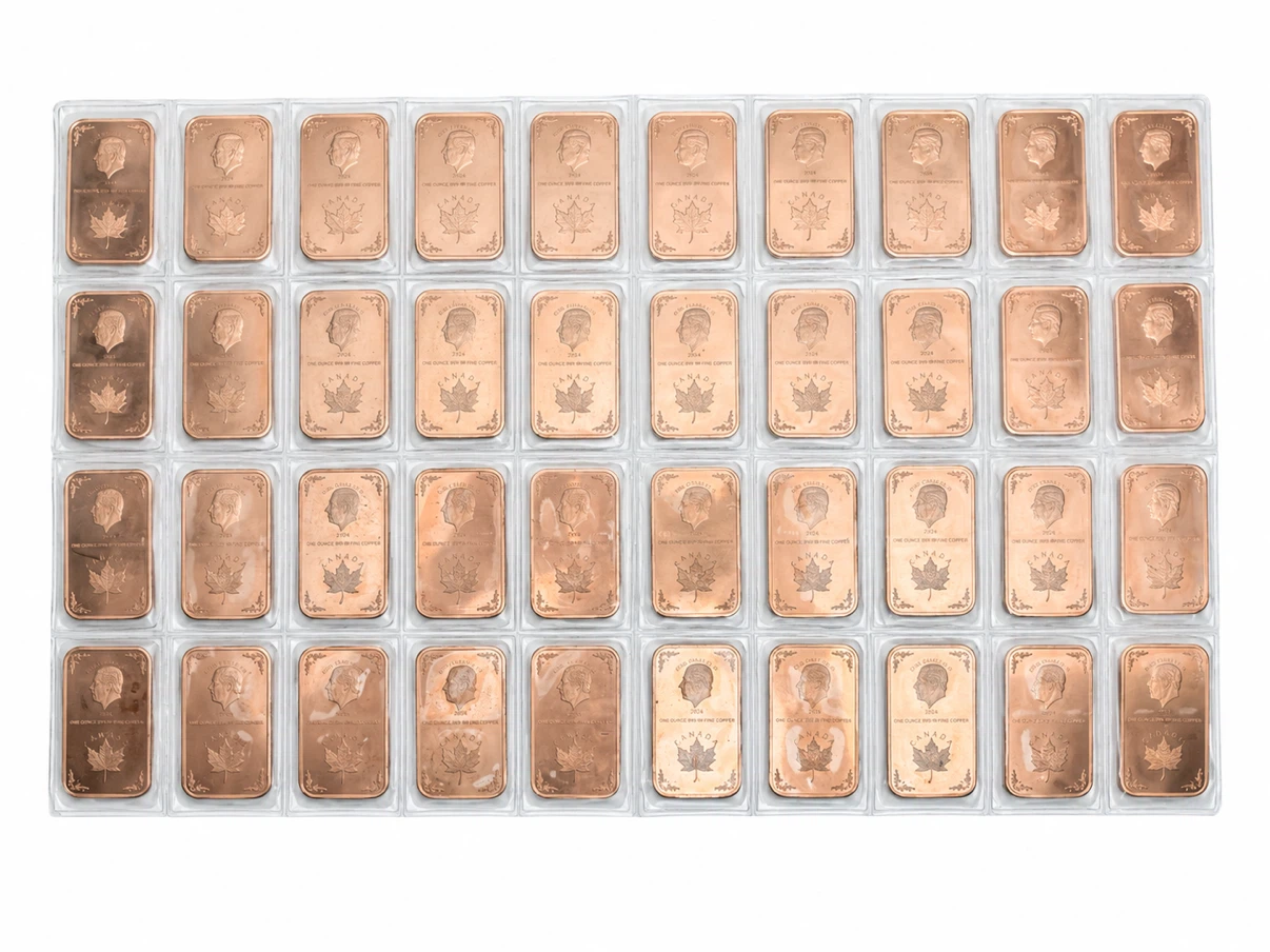 40oz Maple Leaf King Charles III .999 Fine Copper One Ounce Bars