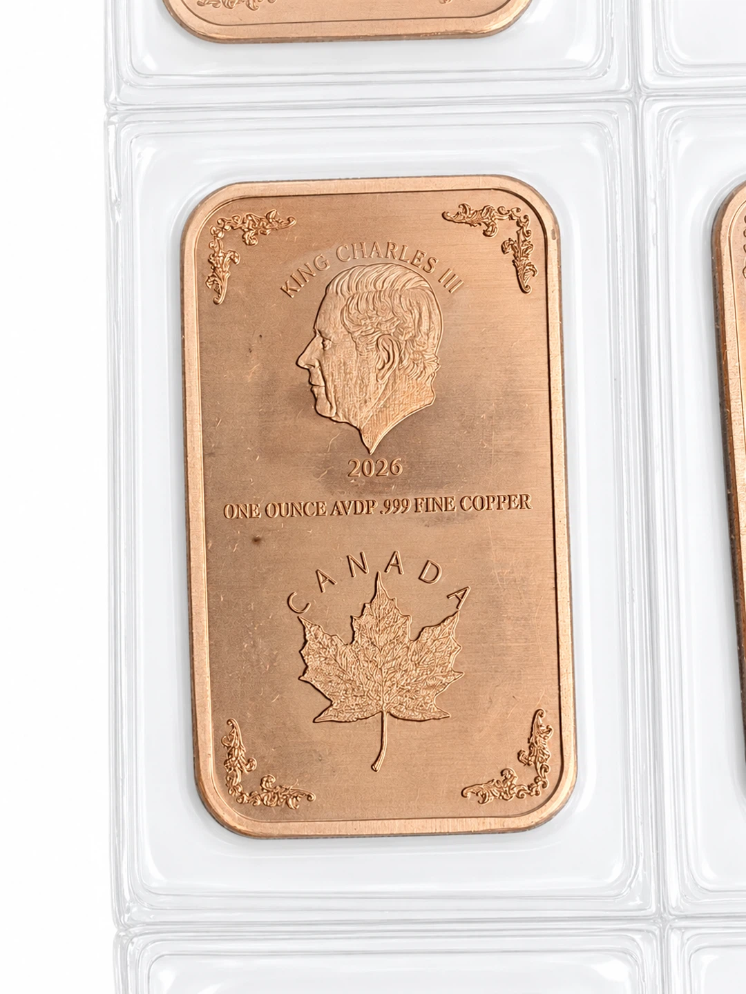 40oz Maple Leaf King Charles III .999 Fine Copper One Ounce Bars - photo 3