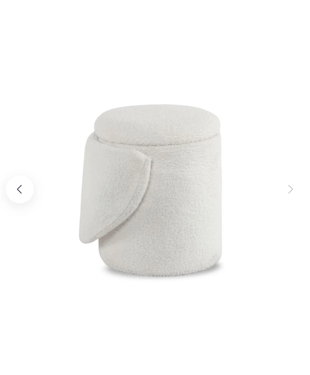 White Bouclé Storage Ottoman
