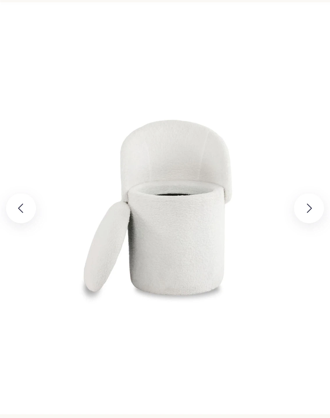 White Bouclé Storage Ottoman - photo 2