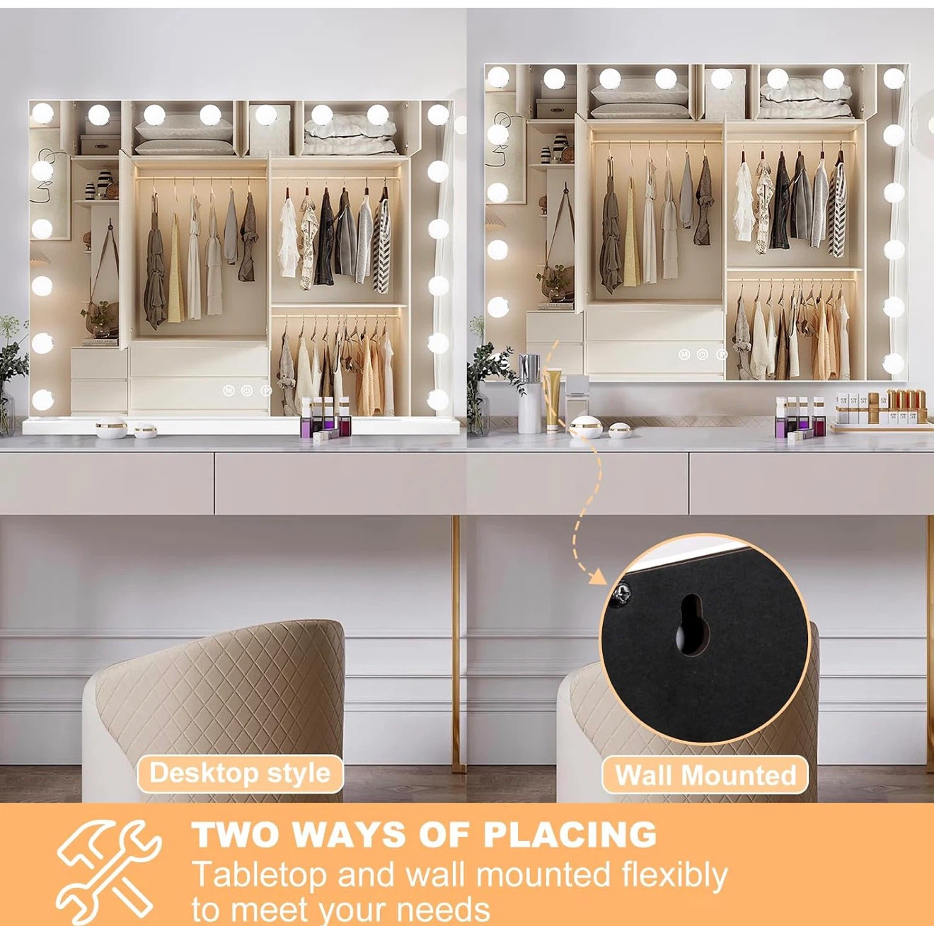32-Inch LED Vanity Mirror with 3 Lighting Modes