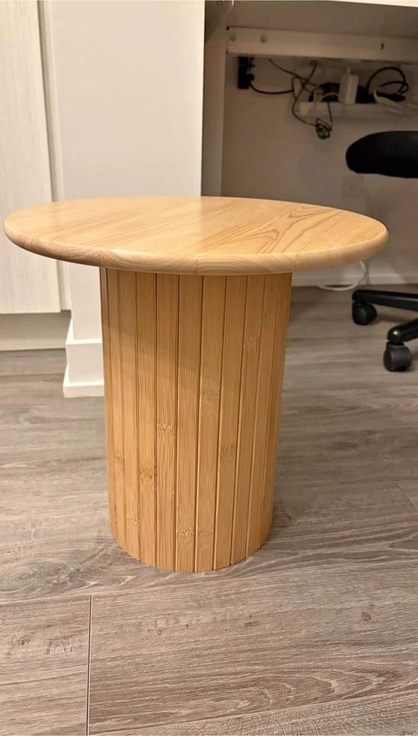 Natural Wood Slatted Side Table
