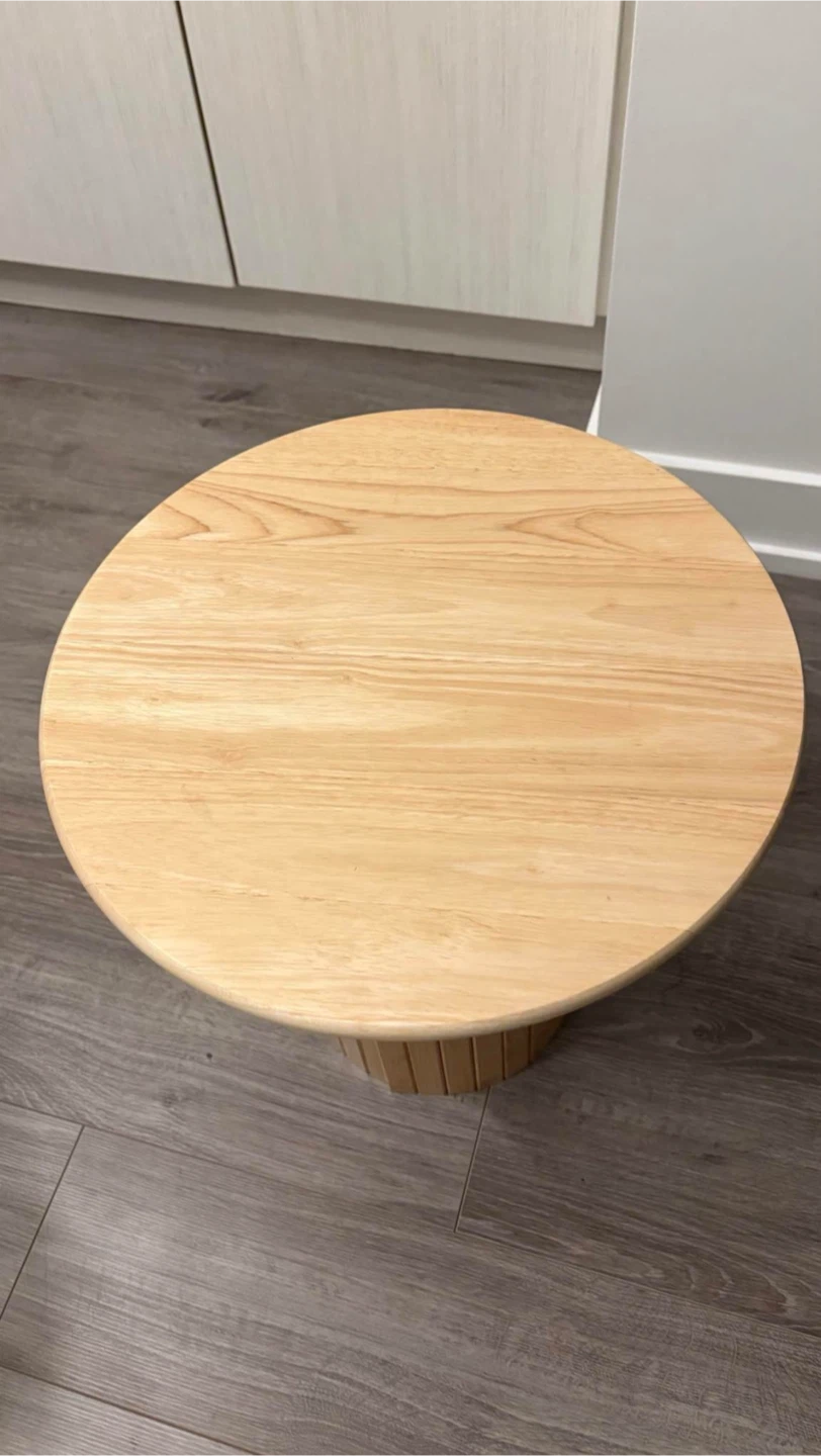 Natural Wood Slatted Side Table - photo 2