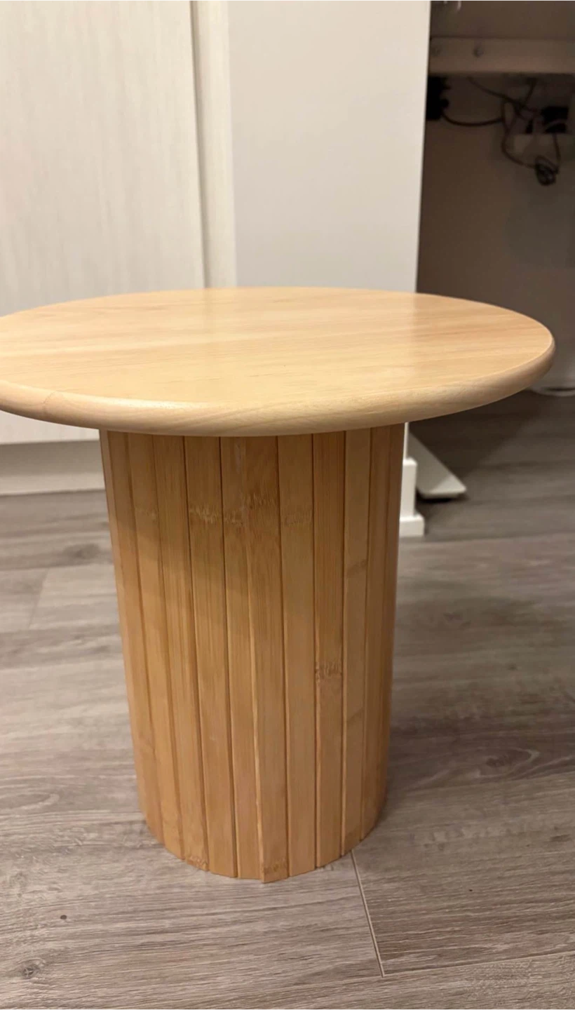 Natural Wood Slatted Side Table - photo 3