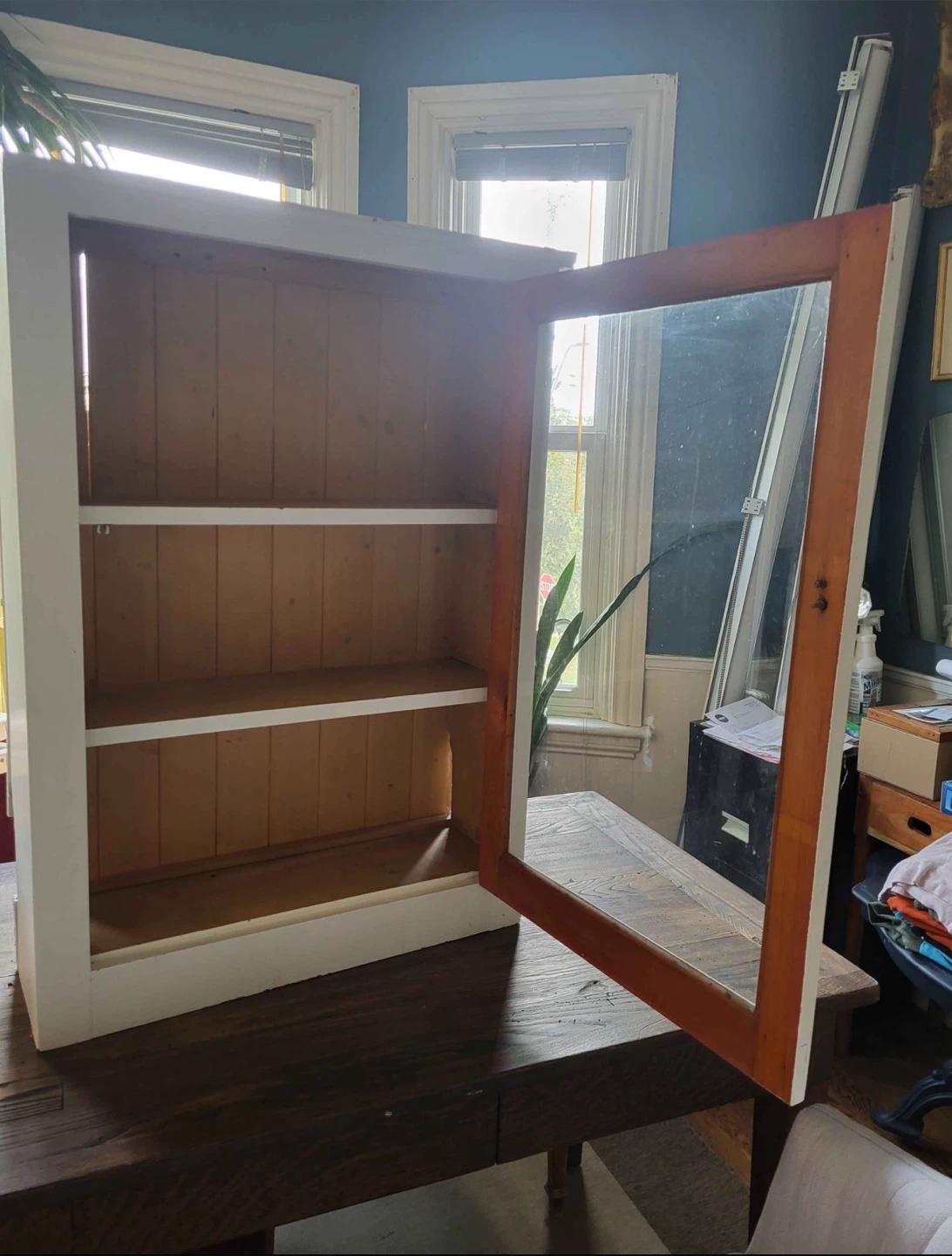 Large Wooden Cabinet with Glass Door - photo 3