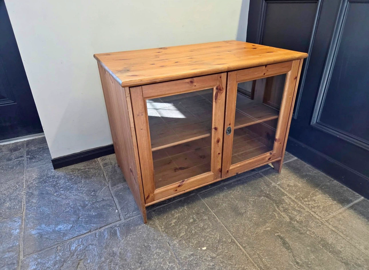 Solid Pine Glass Door Cabinet