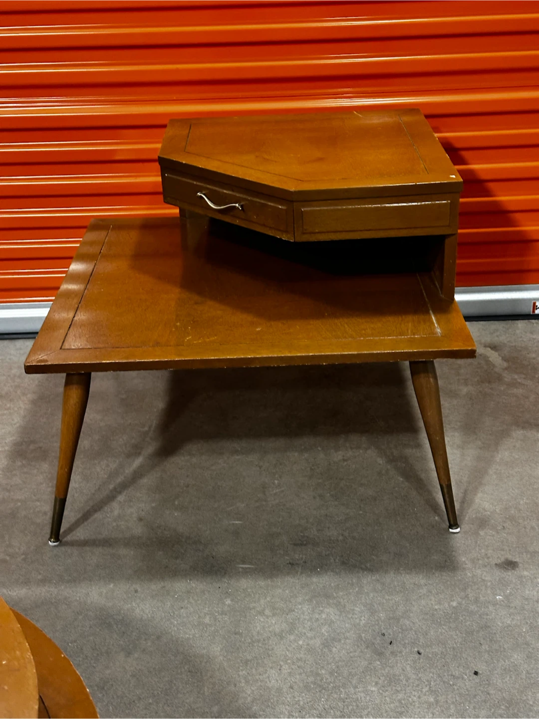 Mid century two tier corner side table
