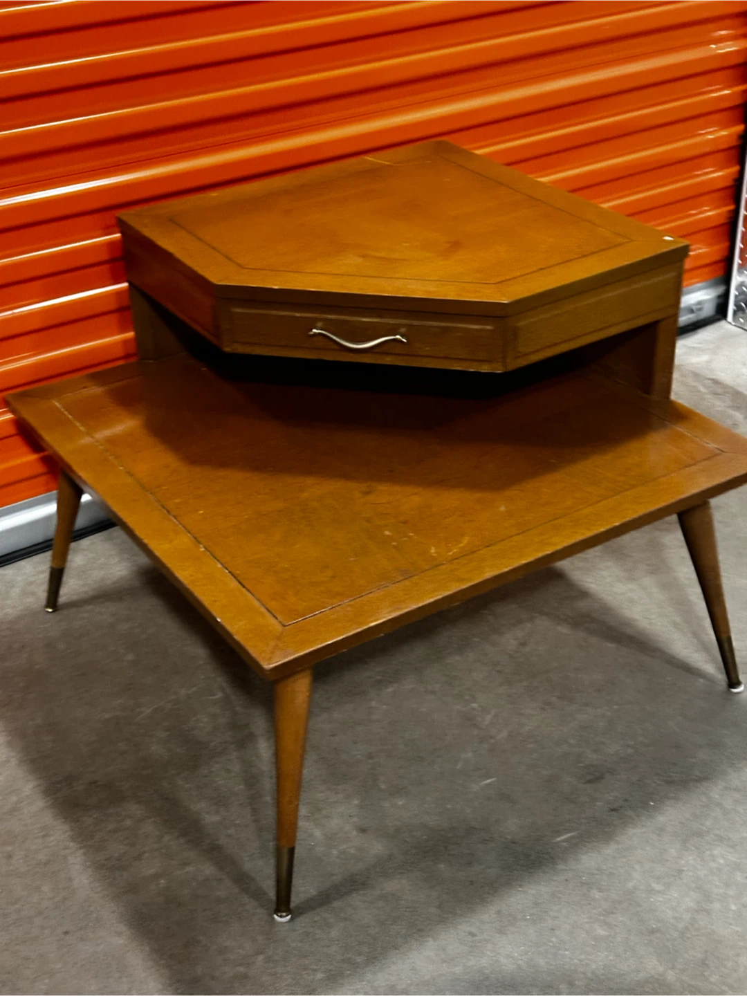 Mid century two tier corner side table - photo 2