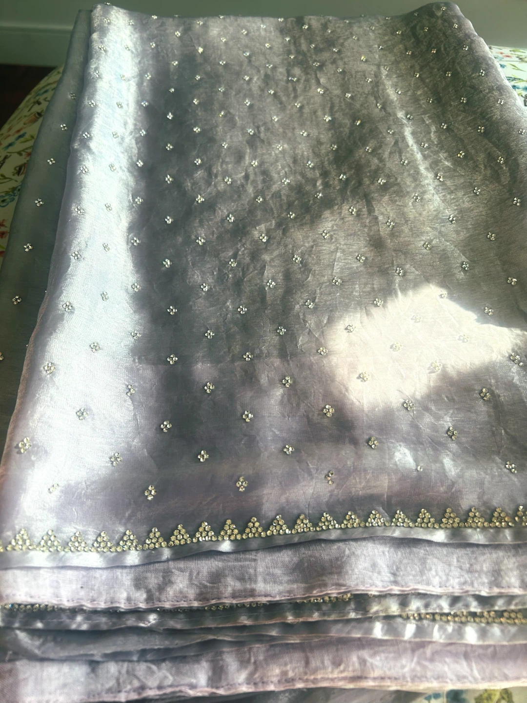 Lavender Saree with Crystal Embellishments